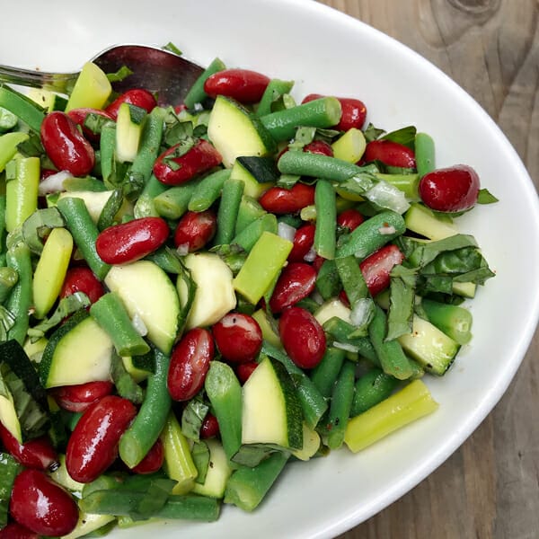 green bean and basil salad with zucchini