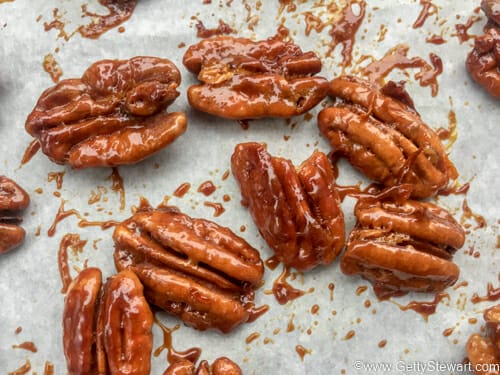 close up candied nuts finished w