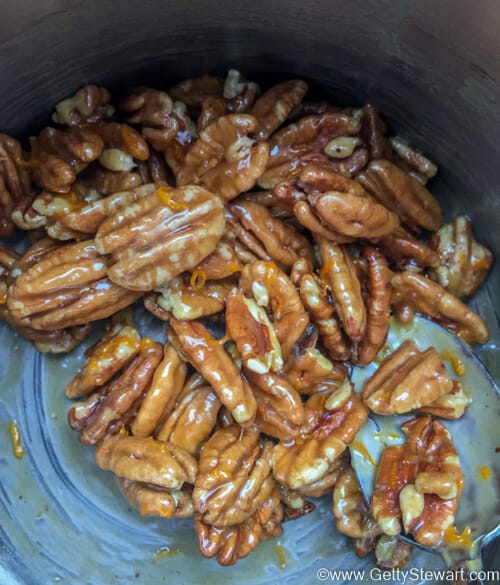 candied nuts in pot