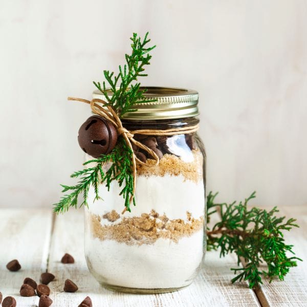 cookie mix in festive jar