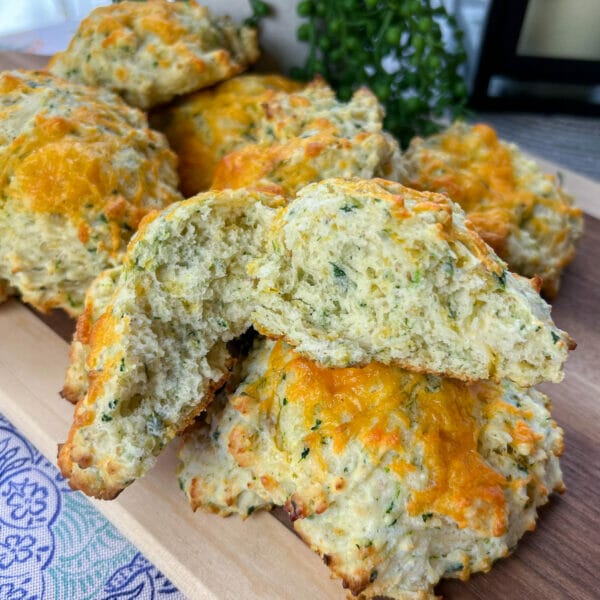 inside of cheese and spinach biscuit
