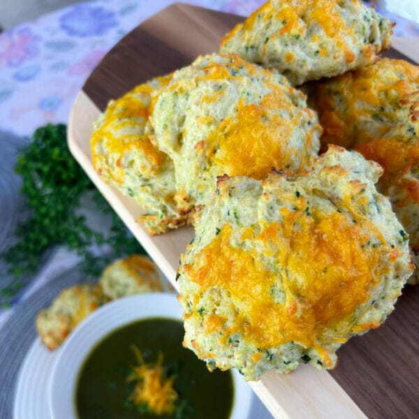 spinach biscuits over soup