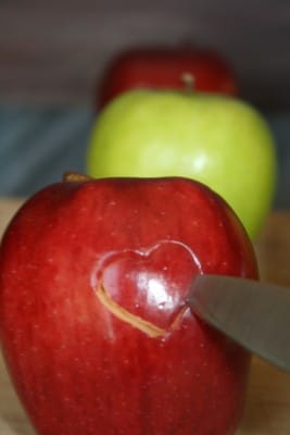 removing cut heart from apple