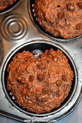 baked double chocolate banana muffin
