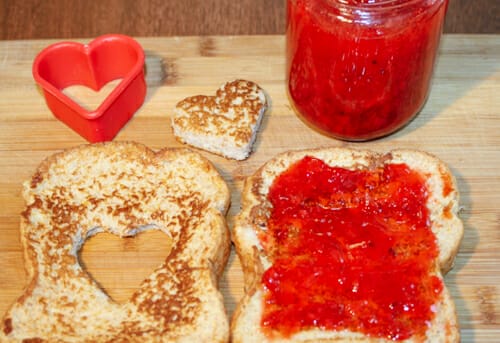 cookie cutter and jam with toast