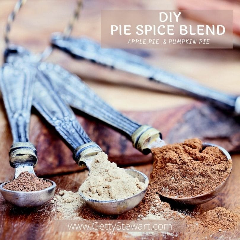 spoons with pie spice ingredients