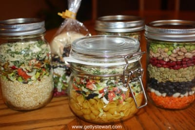 dried veggies for soup in a jar