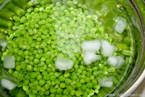 ice bath to freeze peas