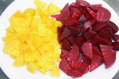 red and yellow beets boiled