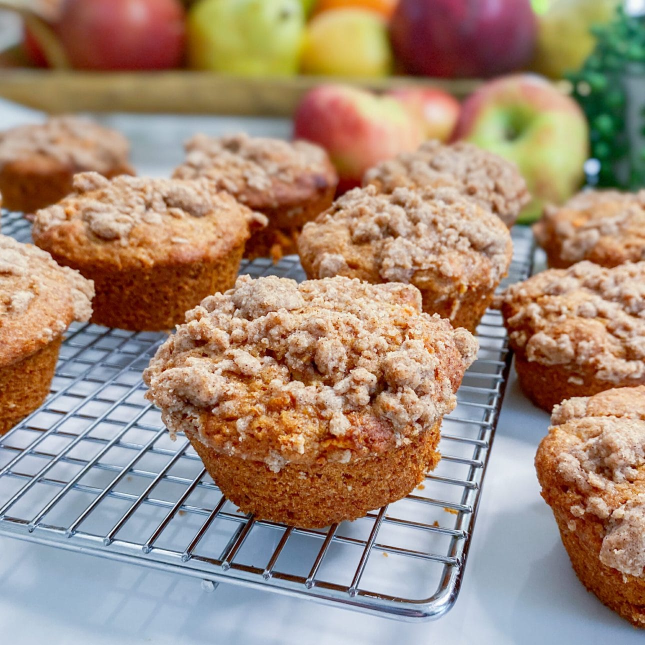 carrot and applesauce muffin on rack