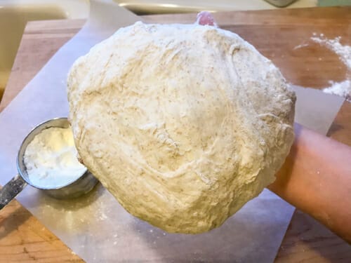 handling the no knead bread dough