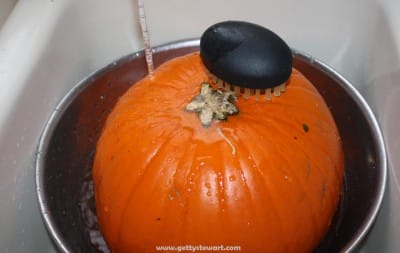 washing the pumpkin