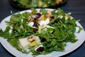 Pear & Arugula Salad with Goat Cheese, Walnuts and Cranberries