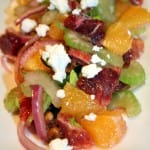 blood and navel orange celery salad with pecans red onions and goat cheese