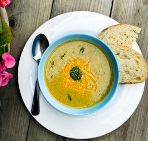 Broccoli Cheese Soup with Potatoes – Lightened Up