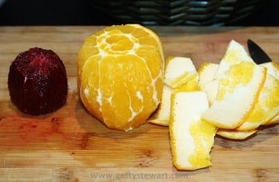 peeling oranges