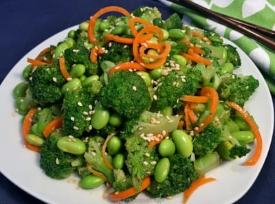 broccoli edamame salad with dressing