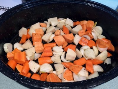 prep for the pan with roasted veggies