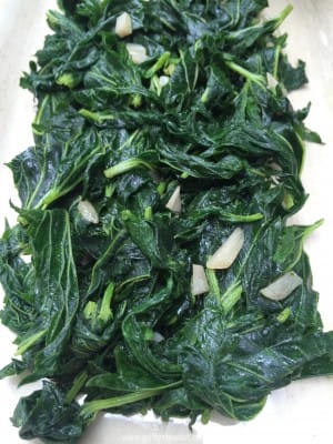 sauteed stinging nettle with garlic - watermarked