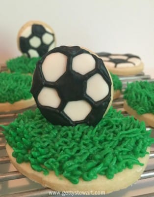 soccer cookie on grass cookie - watermarked