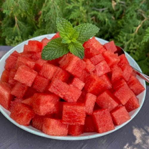 bowl of cubed watermelon