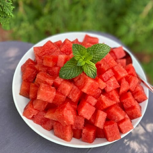 bowl of cubed watermelon