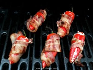 Barbecued Bacon Wrapped Hot Peppers
