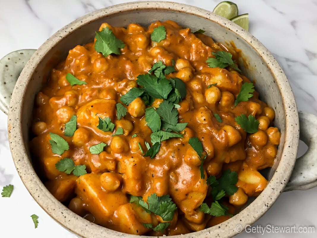 butter chickpeas with cilantro