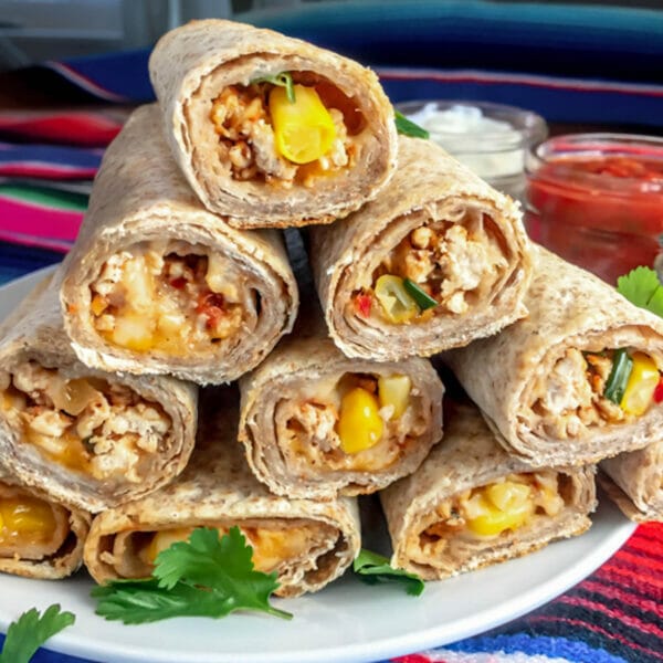 pyramid stack of chicken taquitos