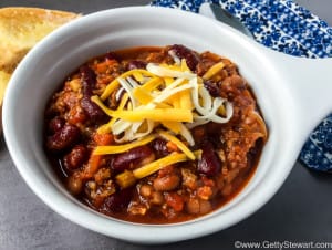beef and bean chili in bowl