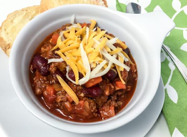 beef and bean chili in bowl