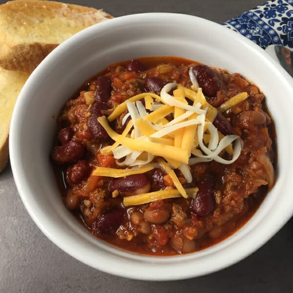 chili in a bowl