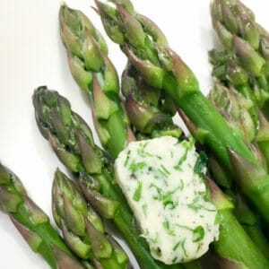 herb butter on asparagus