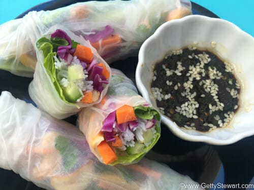 soy dipping sauce with summer rolls