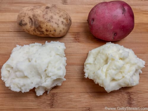 different texture of russet or red potatoes