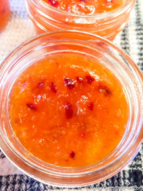 cranberry mandarin jam in jar