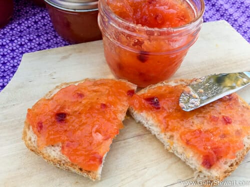 cranberry mandarin jam on toast