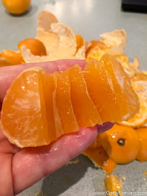 cut out core of mandarin