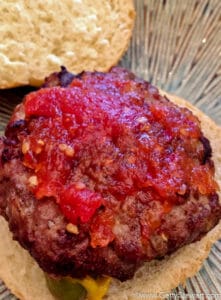 homemade hamburgers with tomato jam
