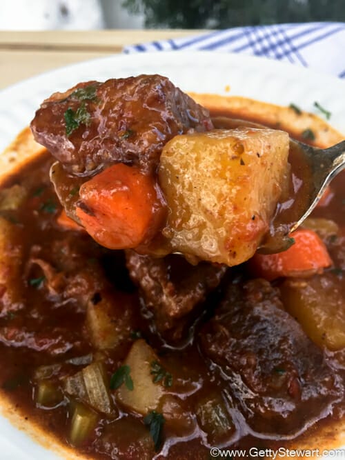 spoon of beef stew