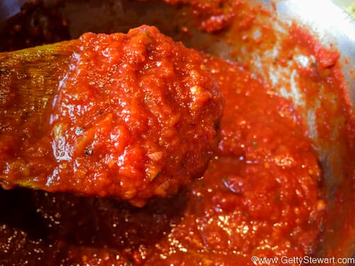 tomato sauce on spoon