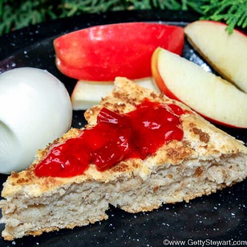 oven baked bannock with eggs and apples