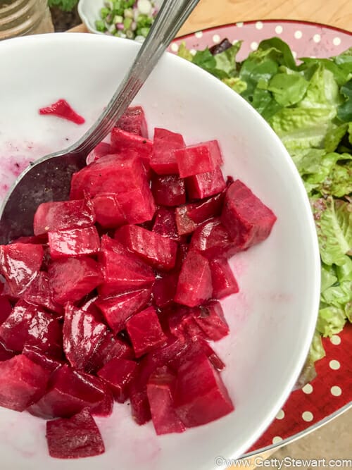 dressing beets for roasted beet salad