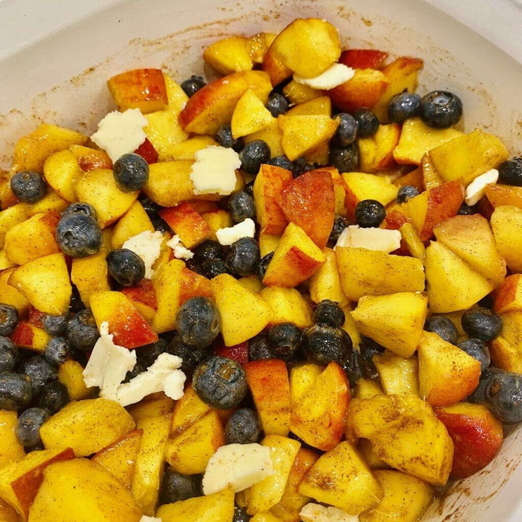 peaches and blueberries with butter