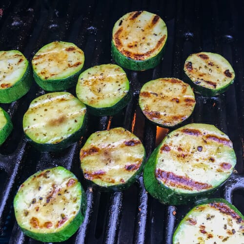 grilled zucchini on grill