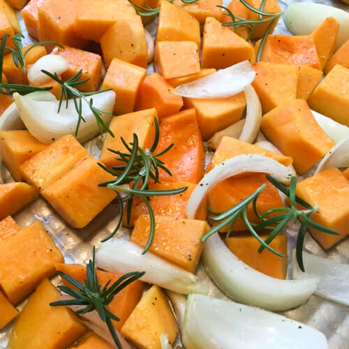 roast butternut squash with onions