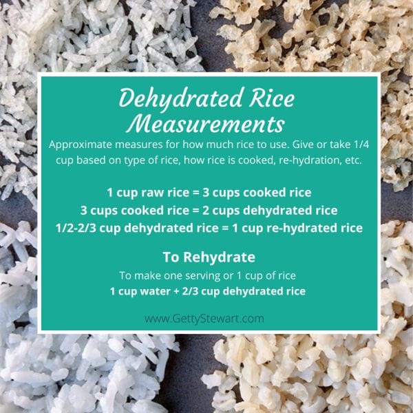 dehydrate rice measures