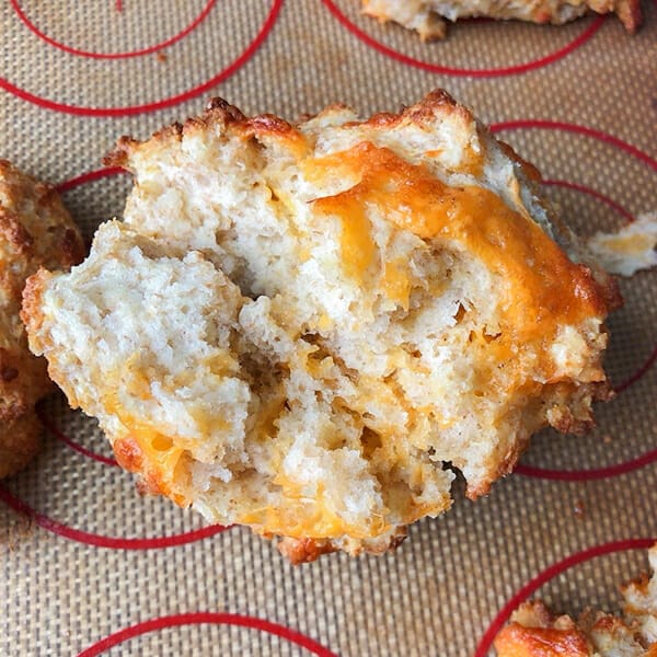 cheddar cheese biscuit open