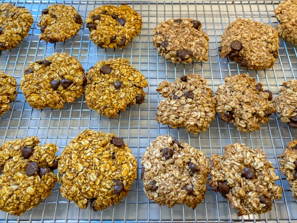 two variations of the banana oat cookie