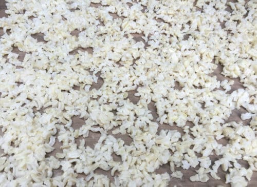 cooked rice on tray